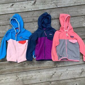 Lot of 3 Patagonia Micro D Snap T Fleece Jackets - Size 3T & 4T